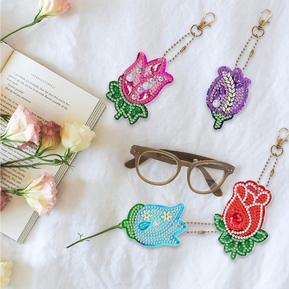👀4/$25 DIY Diamond Painting Crystal Tulip Keychain/Purse Charm Kit Complete - Picture 5 of 7